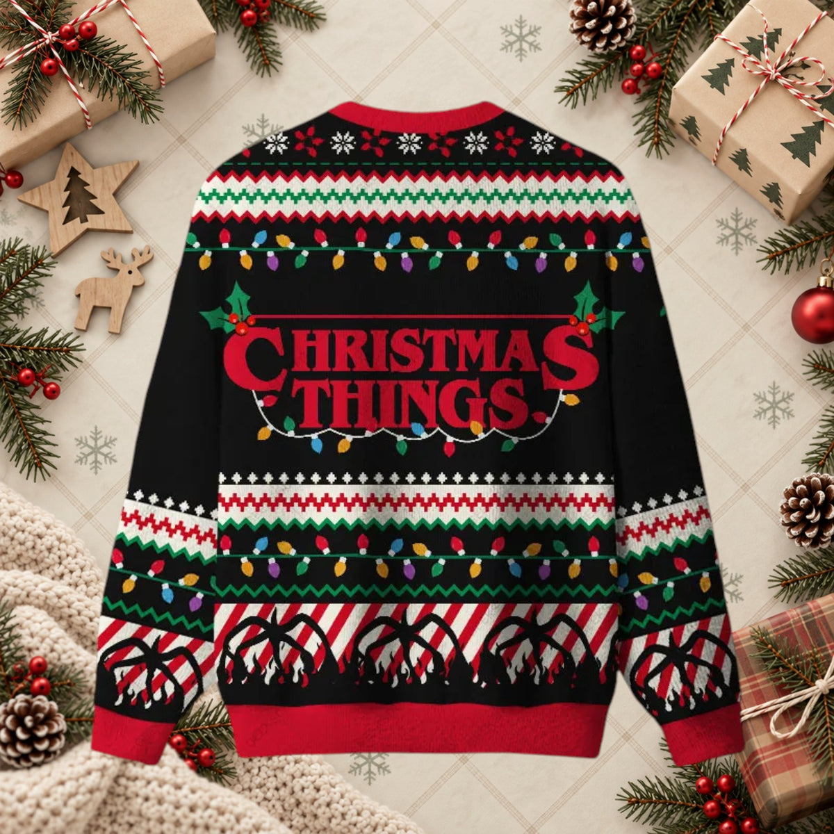 Christmas Things Stranger Sci-Fi Horror Retro Ugly Holiday Sweater