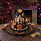 Personalized Haunted House and Dancing Witches Circle Hat