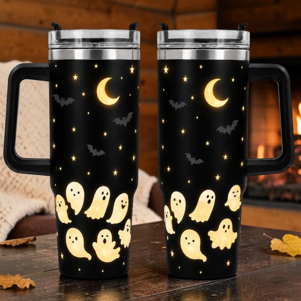 Spooky Starry Night Ghost Tumbler Cute Fall Coffee Mug