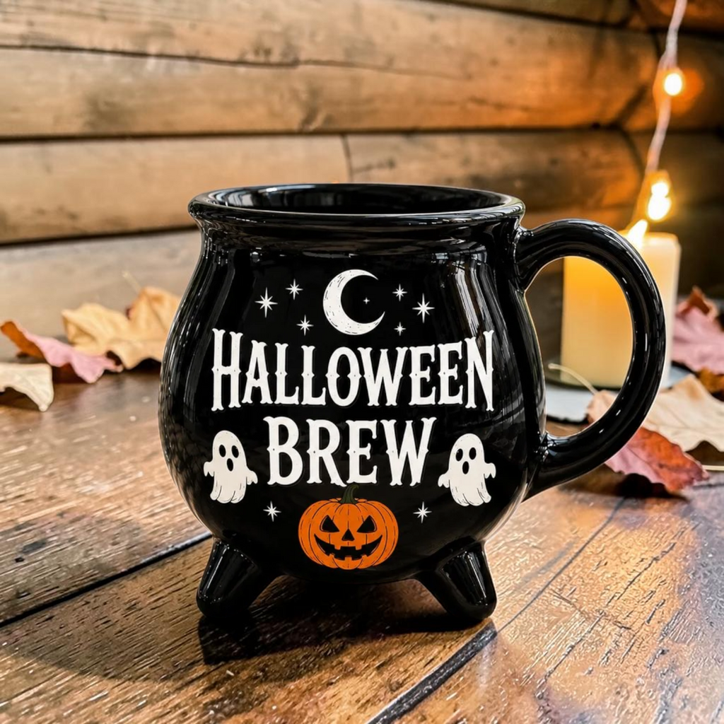 Halloween Brew Cauldron Mug Cute Black Witch Coffee Cup