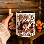 Personalized Spooky Vibes Highland Cow Mug Cute Ghost Cup