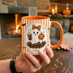 Personalized Coquette Ghost Mug Cute Leopard Print Halloween Cup