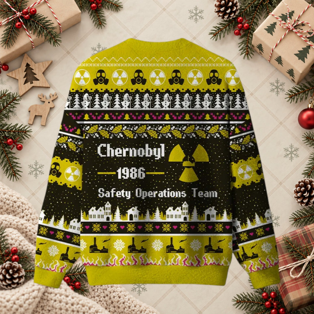 Chernobyl 1986 Safety Operations Team Yellow Ugly Christmas Sweater
