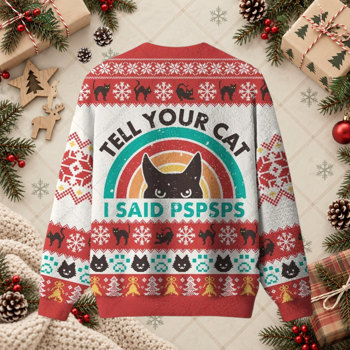 Tell Your Cat I Said Pspsps Funny Christmas Sweater