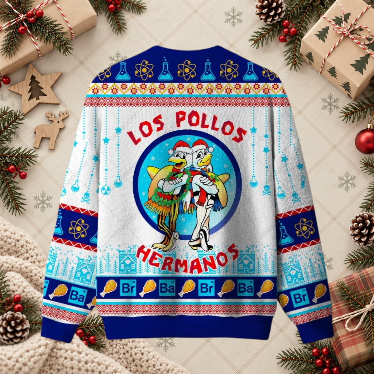 Los Pollos Hermanos Chemistry TV Show Ugly Christmas Sweater