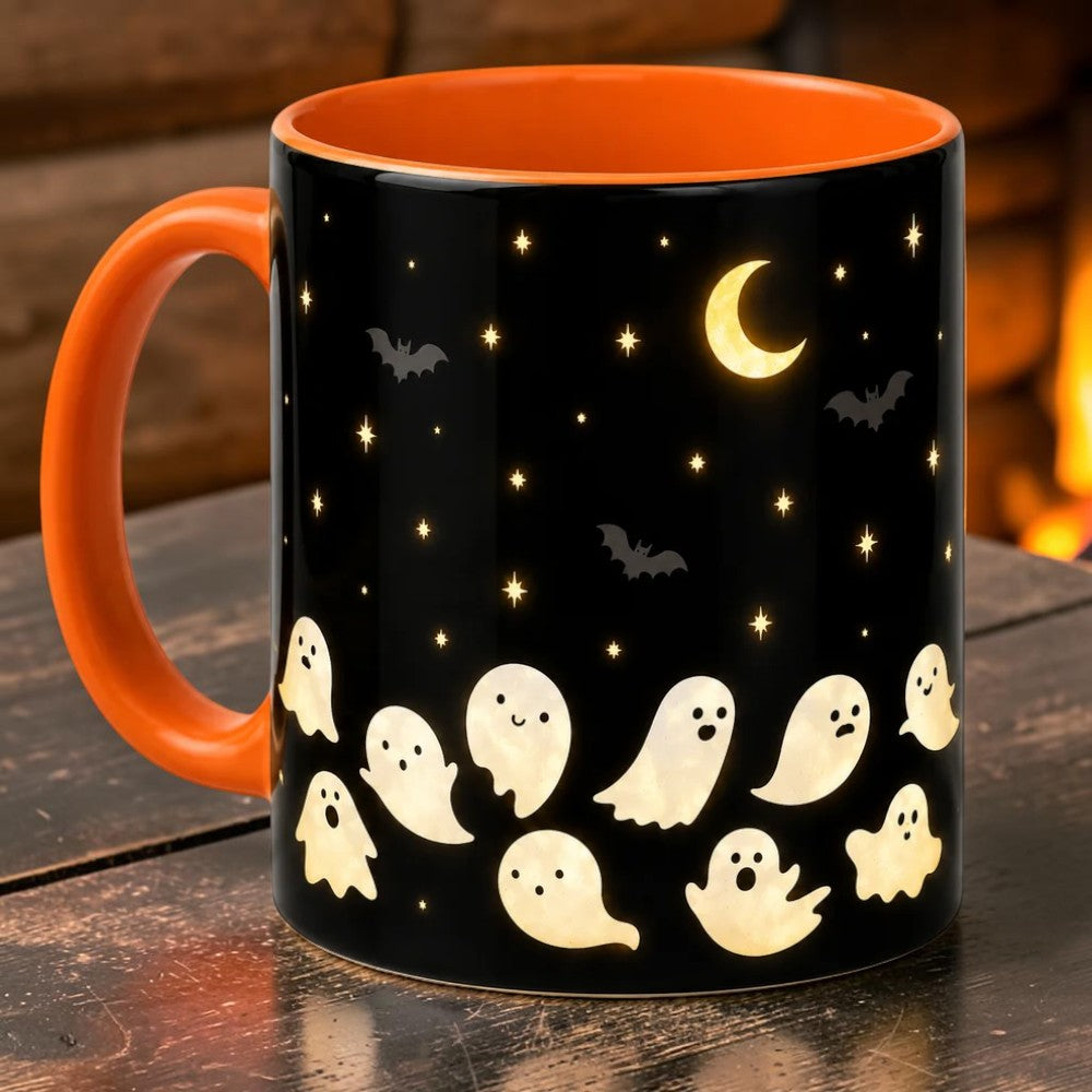 Spooky Starry Night Ghost Tumbler Cute Fall Coffee Mug