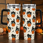 Vintage Jack-o'-Lantern Cat Coffee Cup Fall Pattern Drinkware