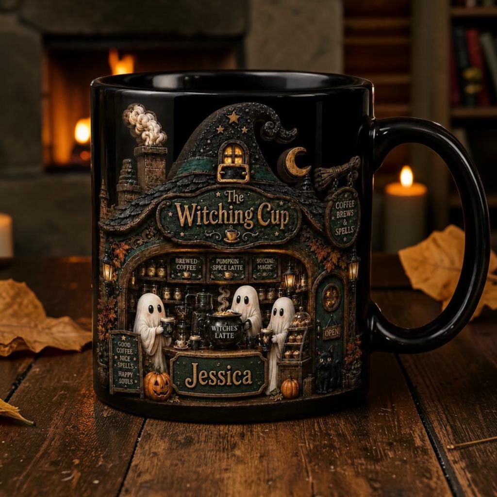 Personalized Halloween Ghost Mug The Witching Cup Coffee Cafe