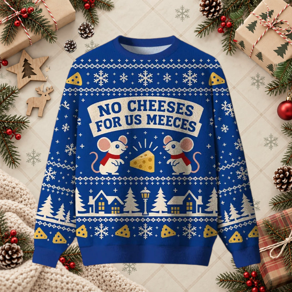 No Cheeses For Us Meeces Funny Mouse Sweater