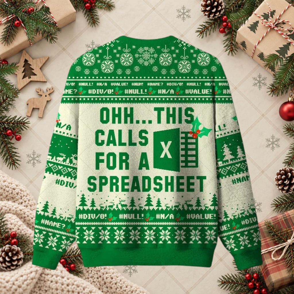 Excel Spreadsheet Funny Ugly Christmas Sweater - Office Humor Accountant Holiday Shirt