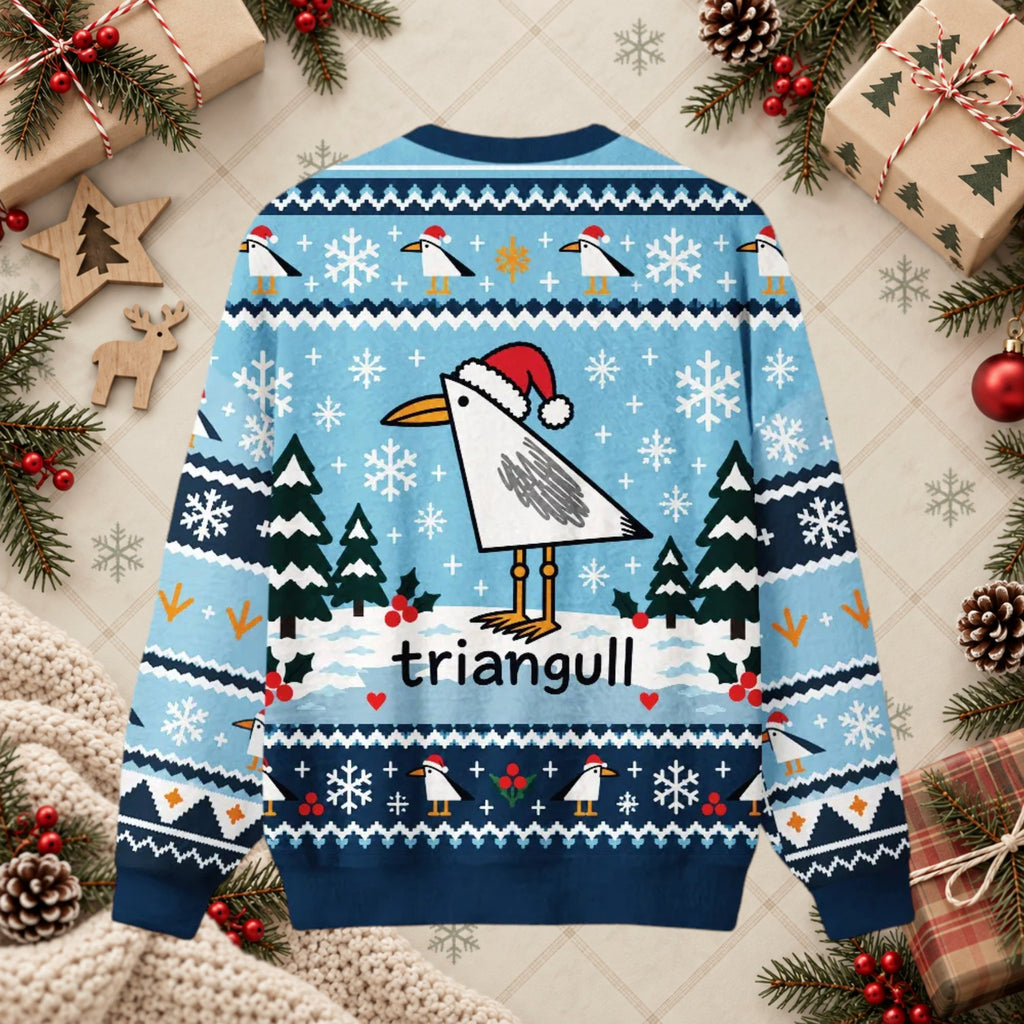 Triangull Funny Seagull Bird Pun Ugly Christmas Sweater