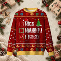Nice Naughty I Tried Checklist Funny Christmas Sweater