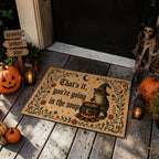 Funny Witch Frog Making Soup Fall Halloween Welcome Doormat
