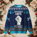 Introverts Unite Separately Funny Anti Social Christmas Holiday Sweater
