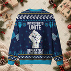Introverts Unite Separately Funny Anti Social Christmas Holiday Sweater
