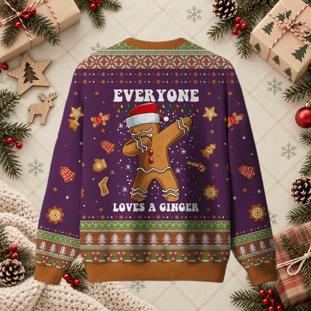Everyone Loves A Ginger Dabbing Gingerbread Ugly Christmas Sweater