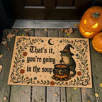 Funny Witch Frog Making Soup Fall Halloween Welcome Doormat