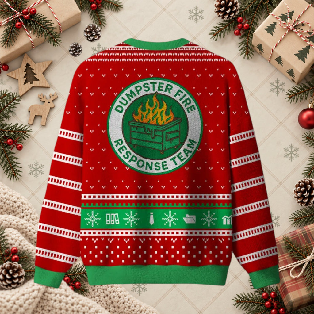 Dumpster Fire Response Team Funny Office Christmas Ugly Sweater