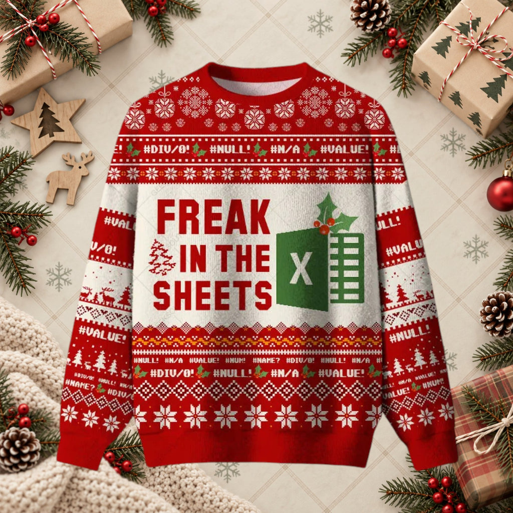 Freak In The Sheets Excel Red Ugly Christmas Sweater