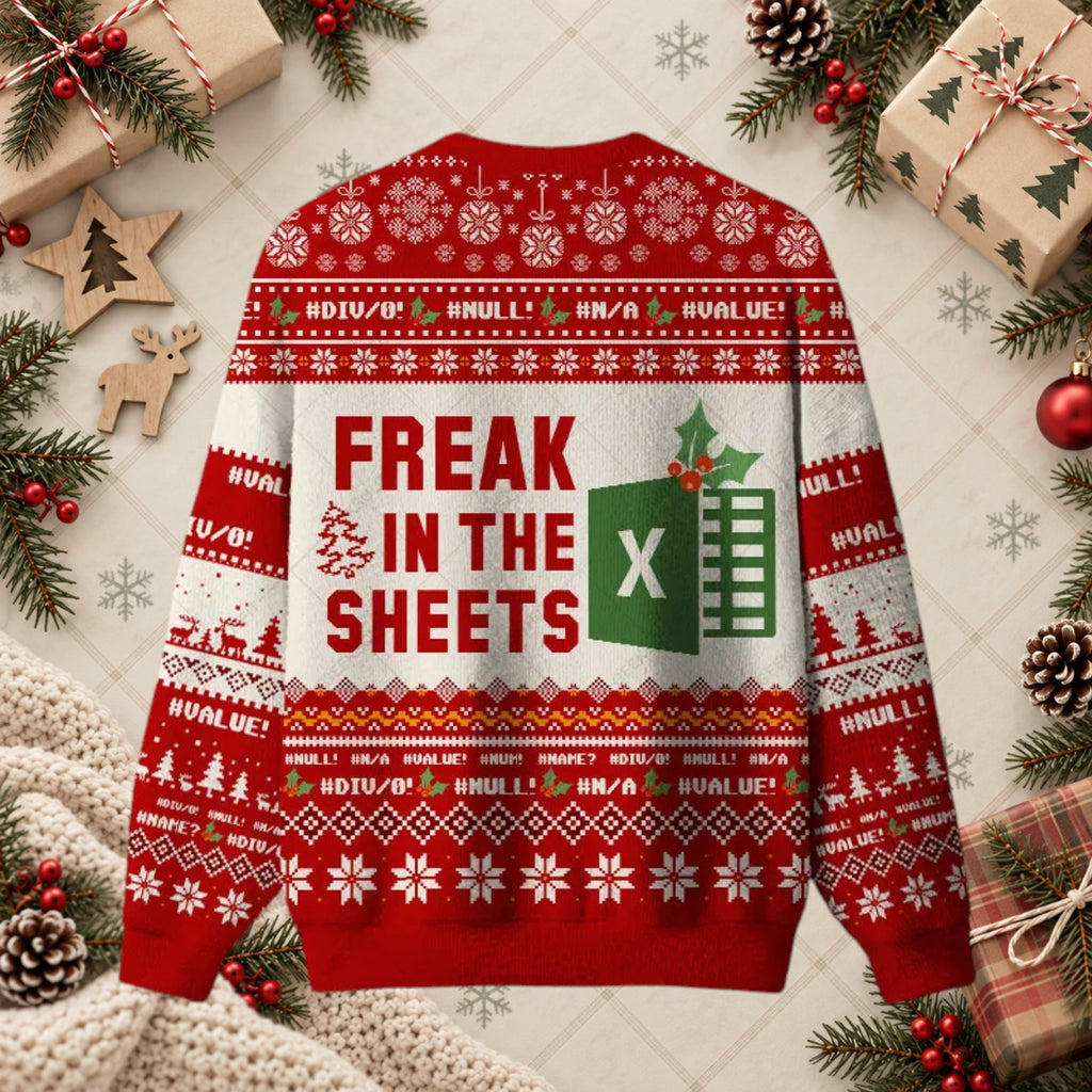 Freak In The Sheets Excel Red Ugly Christmas Sweater