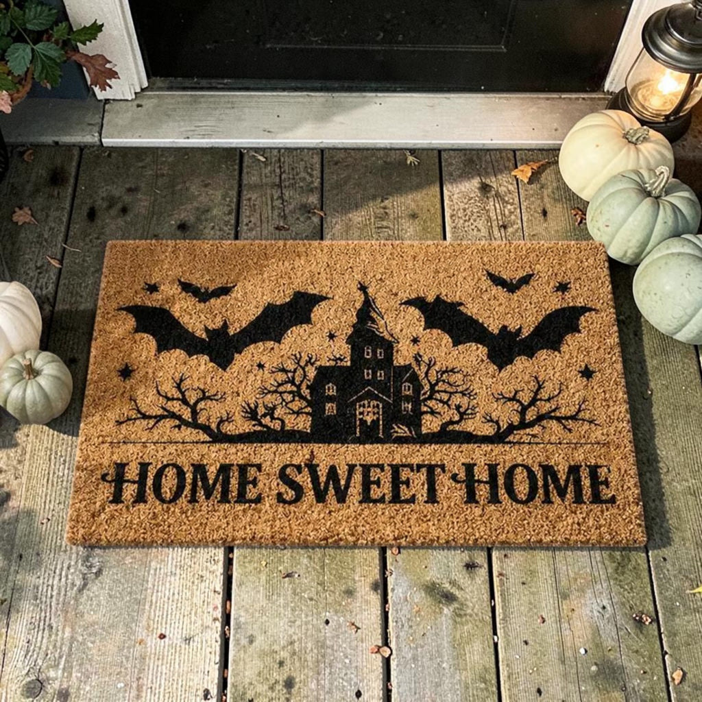 Gothic Haunted House Bats Home Sweet Home Fall Doormat