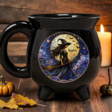 Personalized Stained Glass Witch Cauldron Mug Magical Gothic Cup