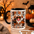 Personalized Spooky Vibes Highland Cow Mug Cute Ghost Cup