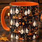 Cute Clothesline Ghosts Coffee Cup Cozy Fall Pattern Drinkware