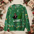 Funny Black Cat What Christmas Tree Ugly Holiday Sweater