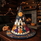 Personalized Haunted House and Dancing Witches Circle Hat