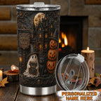 Personalized Haunted House Halloween Mug Gothic Ghost & Cat Cup