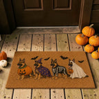 Cute German Shepherd Dogs In Halloween Costumes Welcome Doormat