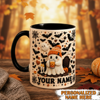 Personalized Crochet Ghost Mug Cute 3D Look Spooky Coffee Cup