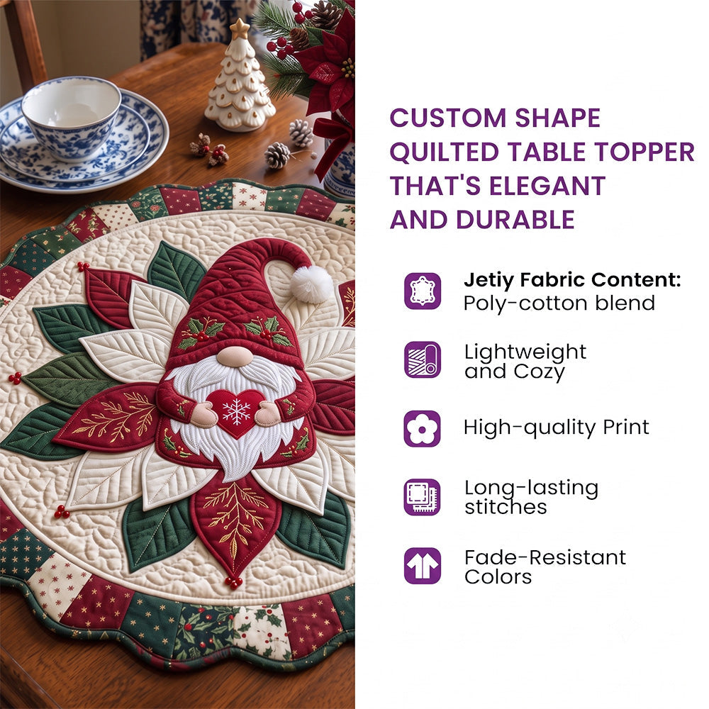 Snowman Peppermint Joy Custom Shape Quilted Table Topper