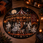 Dark Fantasy Ghost Ship & Haunted Carousel Round Rug – Velvet Decor